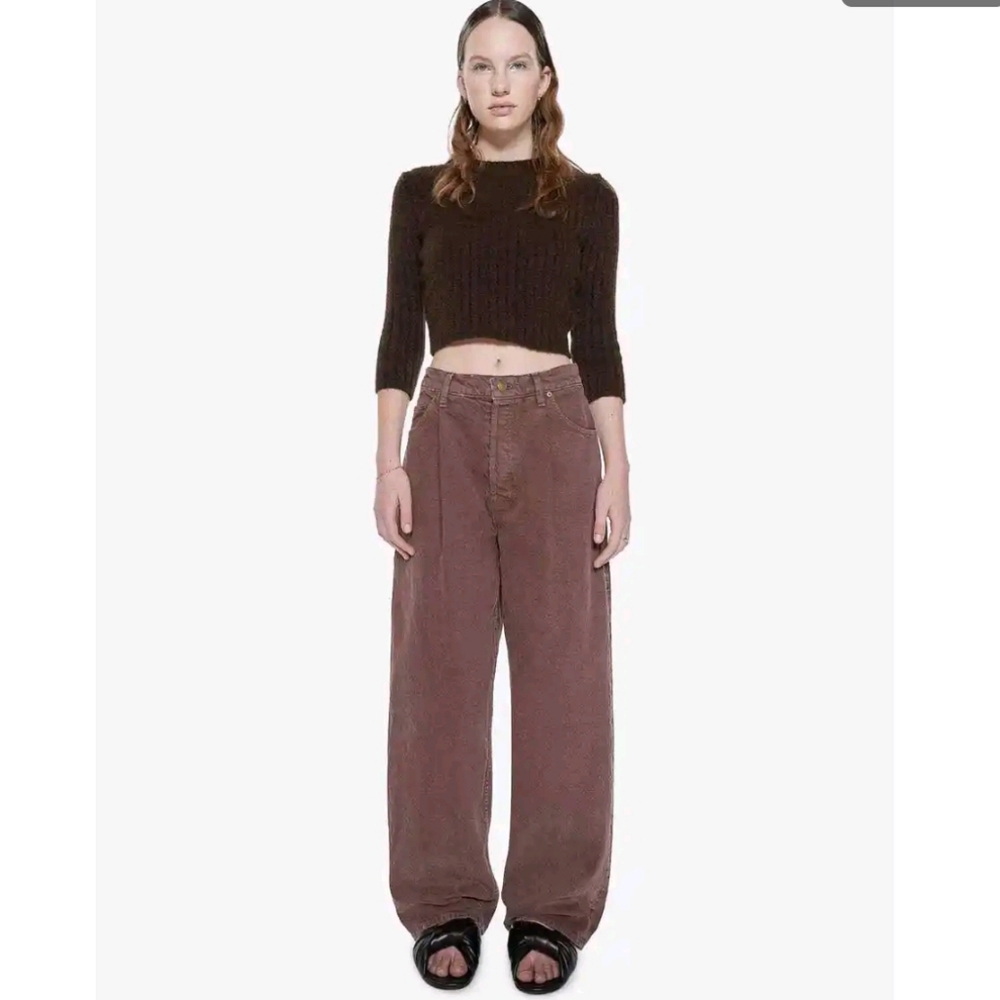 MOTHER Wide-Leg Jeans in Dusty Brown